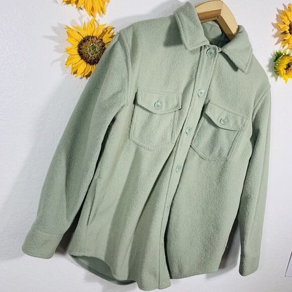 Joie Green Button Up Pocket Shaket Jacket Size Large Women’s - Picture 5 of 12